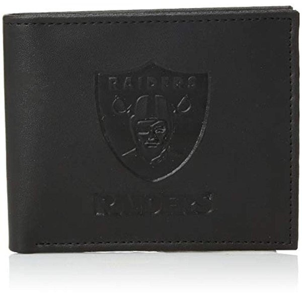 Team Sports America NFL Las Vegas Raiders Black Wallet | Bi-Fold | Officially Licensed Stamped Logo | Made of Leather | Money and Card Organizer | Gift Box Included