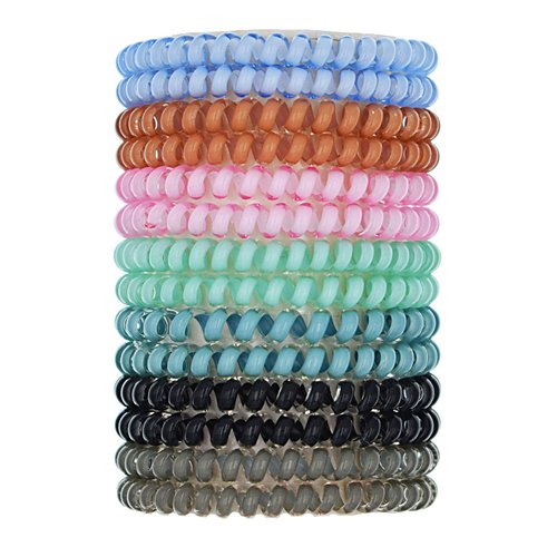 NELJIBEHU Candy Color 14 Pcs Spiral Hair Ties, Coil elastics Hair Ties, Multicolor Medium Spiral Hair Ties,Telephone Cord Plastic Hair Ties (7 Color)