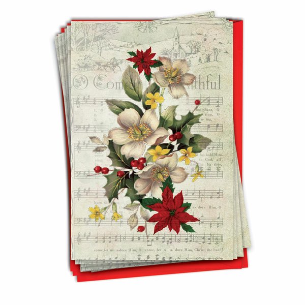 The Best Card Company 12 Christmas Thank You Greeting Cards Box Set with 5 x 7 Inch Envelopes (1 Design, 12 Each) Holly Notes B6650DXTG