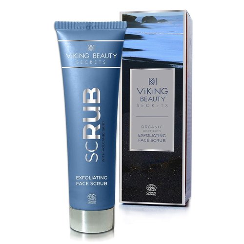 Viking Beauty Secrets Face Scrub - Organic Exfoliating Face Wash with Icelandic Black Volcanic Sand and Rowanberries - Gentle Face Exfoliator for All Skin Types - 2 Fl Oz