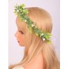 Wiwpar Boho Flower Headband Green Leaf Flower Fairy Wreath Headpiece Adjustable Bridal Flower Garland Headband Ribbon Wreath Christmas Holly Hair for Costume Wedding (Style3)