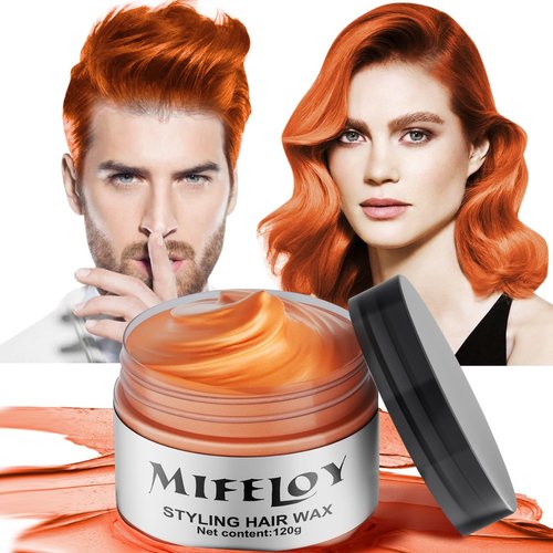 Orange Temporary Hair Color Wax, Instant Natural Hairstyle Cream, Styling Pomades for Girl Women Youth,Disposable Coloring Mud for Party Cosplay DIY Halloween, 4.23oz