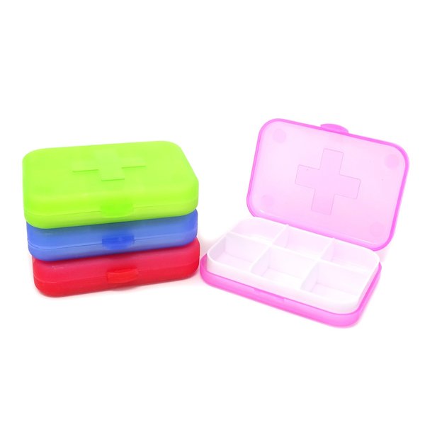 Honbay 4PCS 6 Compartments Waterproof Plastic Pill Organizer Box Case for Daily or Travel Use