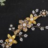 Teyglen Gold Pearl Wedding Headband Hair Vine with Rhinestone Bridal Flower Hair Clip Headband Hair Accessories for Bride Flower Headpiece for Women Girls