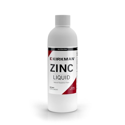 Kirkman – Zinc Liquid - New Formulation –– 16 oz –– Flavored with Natural Raspberry –– Free of Common Allergens