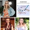 AQWANO Stylish Cat Eye Computer Reading Glasses Women Oversized Designer Blue Light Block Eyeglasses Readers Anti UV400 Eyestrain with Sping Hinge, Black 2.0