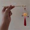 Chinese Hair Accessories Hair Stick Lantern Light Tassel Hairpins Coiled Hair Vintage Hair Bun Hair Pin for Women Red 1pc