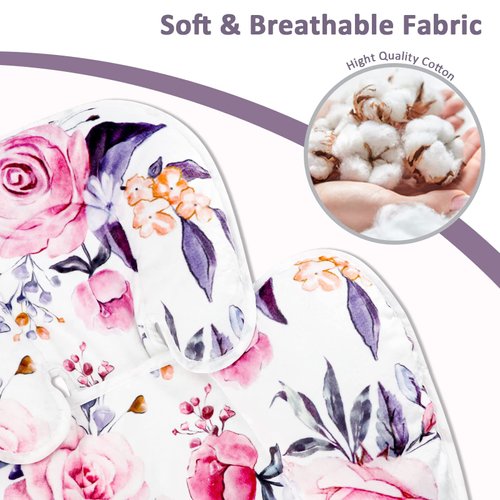 Baby Car Seat Head Support for Newborn,Pea Pod 2 in 1 Infant Car Seat Head Body Support for Girls Extra Soft Breathable Baby Car Seat Cushion Insert for Strollers, Swings, and Bouncers, Pink Floral