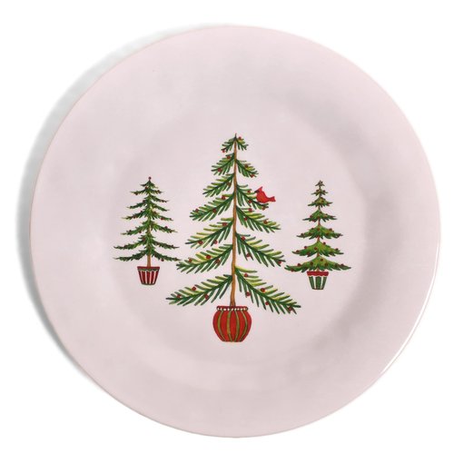 Bamboo Table Holiday Trees 8-inch Snack/Salad/Dessert Plate, Set of 4, Made of Eco-Friendly Bamboo Composite