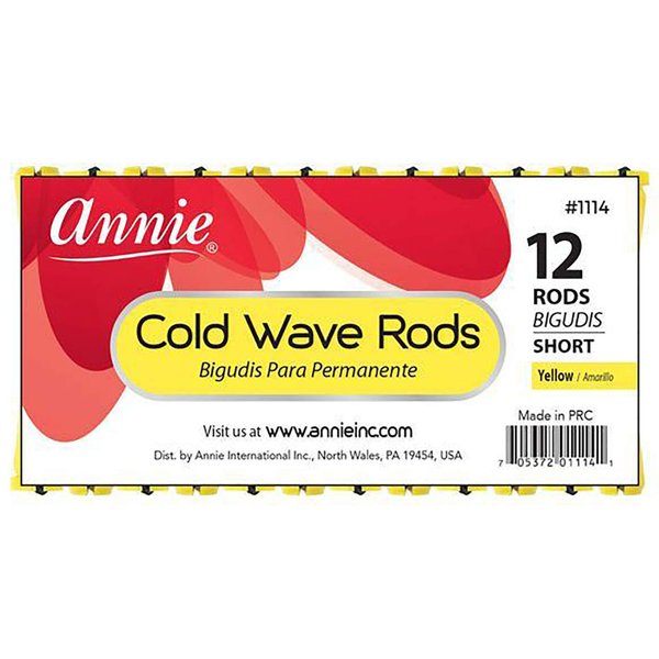 Annie Short Cold Wave Rods with Rubber Band for Hair Curling and Perm Styling - Yellow - Set of 3 Packs of 12 (36 Pieces)