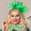 Kilshye St Patricks Day Headband Green Light Up Shamrock Headpeice Sequin Bow Headbands Irish Costume Hair Accessories for Women and Girls