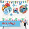 Lilo and Stitch Birthday Party Decorations for 16 | Banner, Tablecloth, Balloons, Stitch Plates and Napkins, Sticker | Stitch Birthday Decorations | Officially Licensed