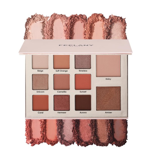FEELANY Bronze Eyeshadow Palette Professional eye makeup Includes 2 blushes and 9 eyeshadows Velvet matte & shimmery metallic Multi-Finish eyeshadow -Long-Lasting Waterproof& Blendable(IRIS)