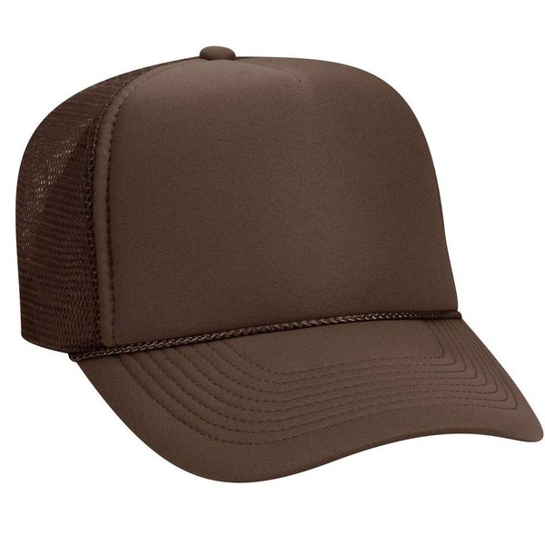 OTTO Polyester Foam Front 5 Panel Pro Style Mesh Back Trucker Hat - Brown