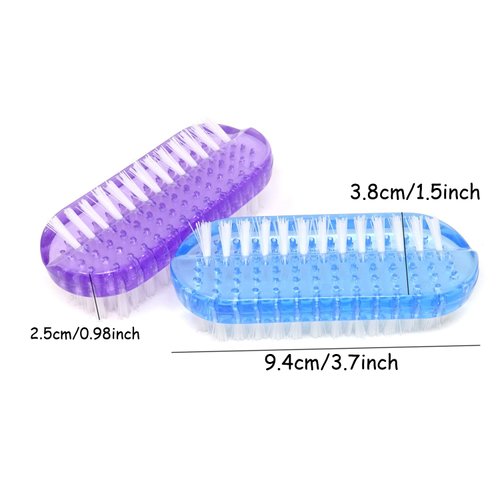 Honbay 2PCS Plastic Double Sided Nail Brush Nail Cleaning Scrubbing Brush