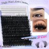 Fluffy Lash Clusters with Bottom Lashes Thick 200D Volume Individual Lashes 12-25mm Wispy Eyelash Clusters D Curl Cluster Eyelash Extensions 264pcs DIY Lash Extension for Beginners
