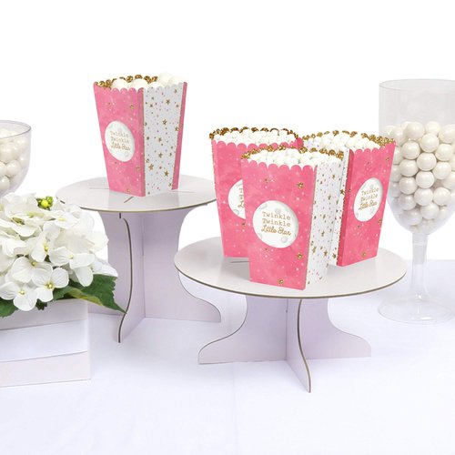 Big Dot of Happiness Pink Twinkle Twinkle Little Star - Baby Shower or Birthday Party Favor Popcorn Treat Boxes - Set of 12