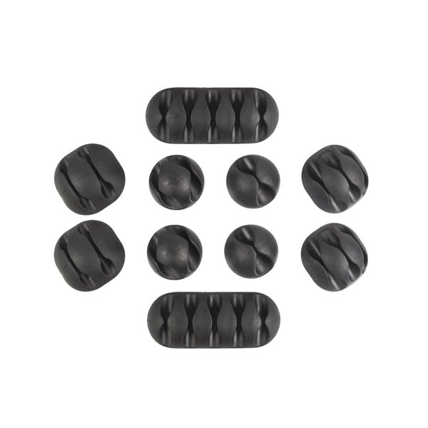 QualGear Multipurpose Cable Clips Holders, Black (CCH-B-10-B)