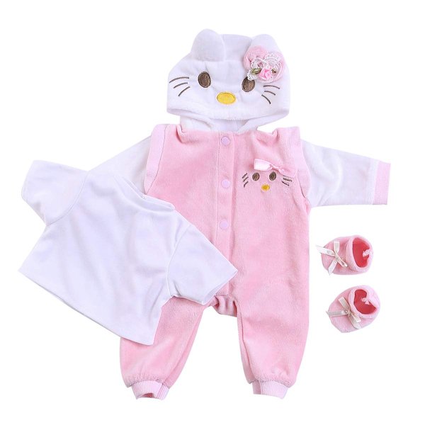 Reborn Dolls Clothes 22 Inches for Baby Girl Doll 20-23 inch Reborn Baby Dolls Clothes Clothing Pink Cat Outfit Sets