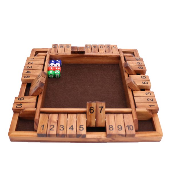 Shut The Box Dice Game-12 in Brown Design Retro 1-4 Players-8 Dice-Gift Package, Wooden Board Table Math Games for Adults Kids, Classics Tabletop Version and Pub Board Game