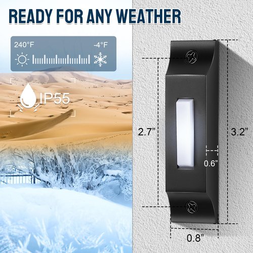 Enhon LED Lighted Doorbell Button, Solid and Sleek Metal Wall Mounted Door Bell Push Buttons for Home, Universal Garage Door Opener Switch (Patent Registered)