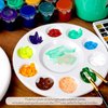 FANDAMEI White Round Paint Tray Palettes, Paint Palette Tray, Plastic Paint Tray Palette, Paint Palettes Paint Pallets with 10 Wells for Adults & Kids, for Painting or DIY Craft Class, 4 PCS