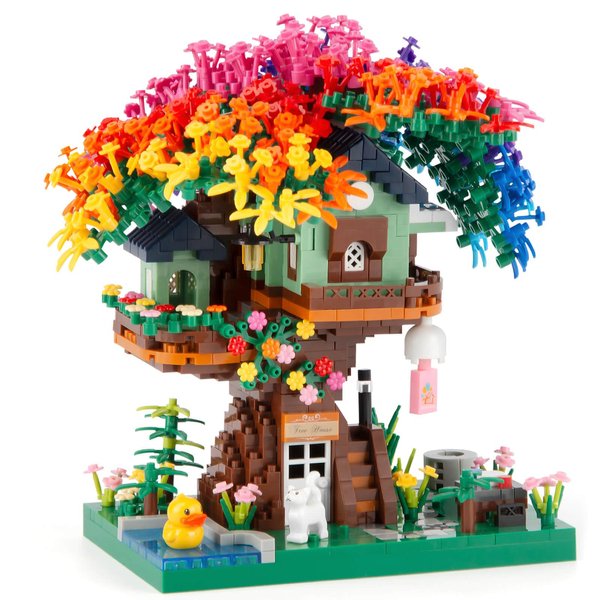Vziimo Cherry Blossom Bonsai Tree Building Set, Ideas Rainbow Treehouse Set for Adults, 1528 PCS Mirco Bricks Collectible Creative for Teens Kids Girls 12+