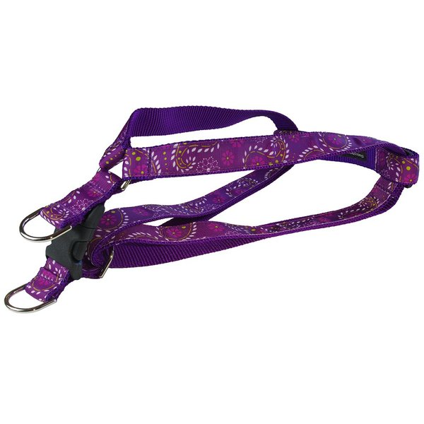 Medium Purple Pretty Paisley Dog Harness: 3/4" Wide, Adjusts 18-24" - Made in USA.
