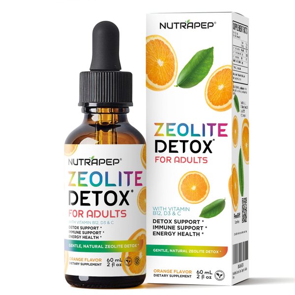 NutraPep Zeolite Detox Drop for Adults - Natural Easy Detox to Clean Toxins - Advanced Clinoptilolite Liquid Supplement for Whole Body Cleanse Support - Gluten Free Sugar-Free Vegan