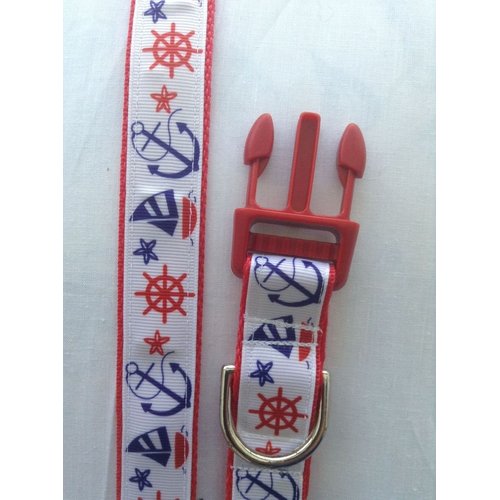 SAILBOAT Dog Collar & Leash. 15"-22"