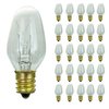 Sunlite 01280 7C7 Incandescent Bulb, 7 Watt, Candelabra E12 Base, C7 Small Night Light, Colored Bulb, Clear, 25 Count