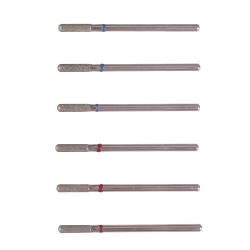 MZCMSL 6pcs Cylinder Cuticle Bits, Safety Manicure Drill Bits for Nail Prep, 3/32 Shank Diamond Nail Bits (Fine & Medium)