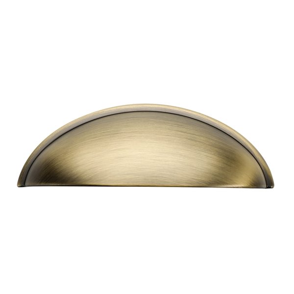 Alzassbg 10 Pack Brushed Antique Brass Cabinet Cup Pulls, 3 Inch(76mm) Hole Centers Cabinet Handles Hardware Bin Cup Drawer Pulls Handles AL3031AB