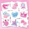 Qpout 96Pcs Sleepover Party Temporary Tattoos for Girls Movie Night Goodie Bag Favors 48 Styles Cute Slumber Pajama Themed Tattoos Stickers for Kids Girls Women Pink Bday Party Favors Supplies