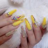 ZYBUXY 24pcs lemon yellow press on nails long coffin Fake Nails Acrylic wedding nails for bride Ballet False Nails for Women and Girls