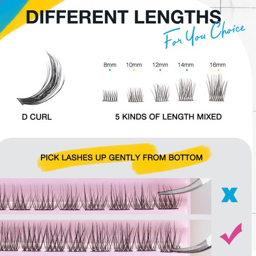 SWINGING Lash Clusters 120 Pcs Lashes Cluster Eyelash Extensions Eyelash Clusters Natural Look Wispy Lashes D Curl 8-16mm Cluster Lashes Individual Lashes Thin Band & Soft (LashClusters-3)