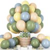 Sage Green Dusty Blue Yellow Balloons Set, 60Pcs 12 Inch Olive Green Macaron Yellow Slate Blue White Sand Cream Latex Balloons for Birthday Wedding Baby Shower Wild One Party Deocrations Supplies