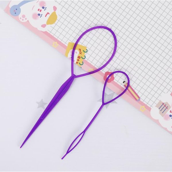1Set(2pcs) Plastic Magic Hair Braid Ponytail Maker Clip Tool Simple Diy Hair Style Accessories Styling (Purple)