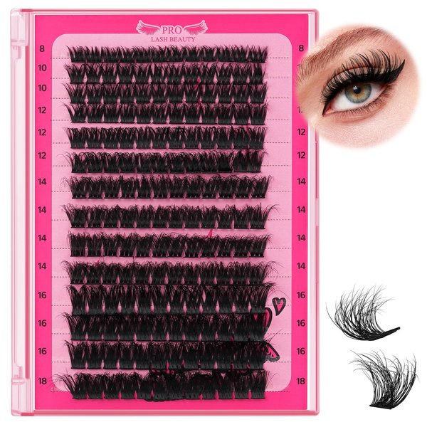 Lash Clusters,168 Pcs Eyelash Clusters 8-18 Mixed Cluster Eyelash Extensions Lash Extension Super Thin Band And Reusable Soft & Comfortable (Adore 3D Fluffy,D-8-18mix)