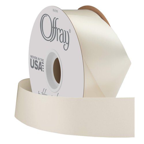Berwick Offray 1.5" Wide Double Face Satin Ribbon, Antique White Ivory, 50 Yds