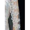 Bridal Wedding Mantilla Veil Ivory 1 Tier Long Cathedral Length With Lace Edge