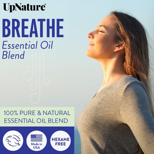 UpNature Breathe Essential Oil Blend - Essential Oils for Diffusers for Home and Humidifiers - Aromatherapy Oils for Breathing Comfort, 2oz