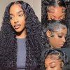 Deep Wave Closure Wig 5x5 HD Lace Closure Wigs Human Hair Pre Plucked with Baby Hair 180% Density 24 Inch Deep Curly Lace Front Wigs Human Hair 15A Transparent Lace Closure Wig for Women