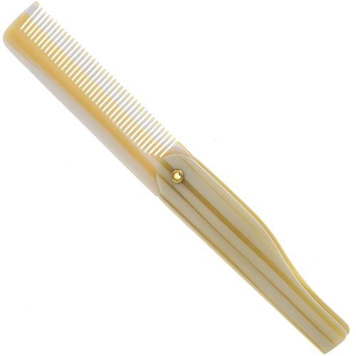 Giorgio G20 IVY Folding Mustache and Beard Comb 6.5 Inches - Small Fine Tooth Pocket Comb for Everyday Hair Care - Sawcut and Hand Polished Pocket Comb and Styling Comb - Fine Ivory Travel Comb