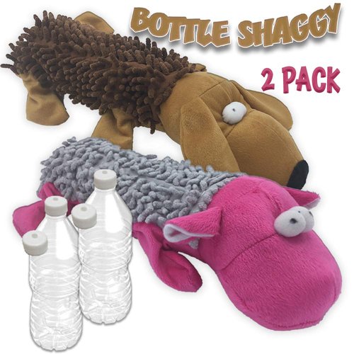 Bottle Shaggy Amazing Pet 2 Pack Crackles and Squeaks Water Bottle Toy with Replacement Squeakers 1 Hippo and 1 Dog