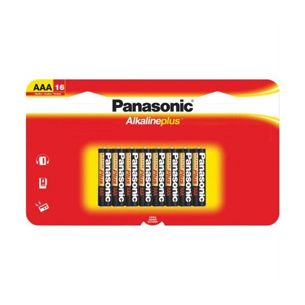 Panasonic Alkaline Plus AAA Batteries 16 Pack - LR03PA-16BH