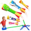 Hymaz Toys Rocket Launcher for Kids, Stomping Launch up 100 Ft, 5 Pack Foam Air Rockets with Sturdy Launcher Stand, Outdoor Yard Toy Birthday Gifts for Boys Girls Ages 3 4 5 6 7 8+ Years Old