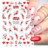 8 Sheets Valentines Nail Stickers 3D Heart Nail Art Stickers Self-Adhesive Valentine's Day Nail Decals Red Love Heart Nail Supplies Letter Simple Line Girl Nail Design Sticker for Women DIY Manicure