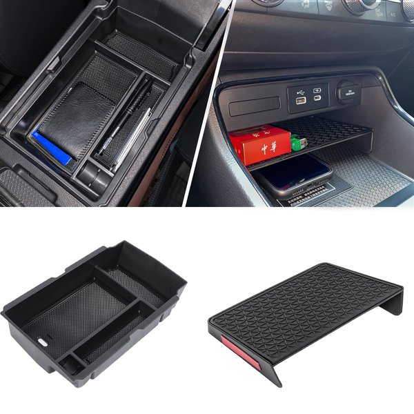 Neepiar 2PCS Center Console Organizer Tray and Armrest Storage Box Compatible with 2023 2024 Honda CR-V Accessories Insert Secondary Storage Box with ABS Material
