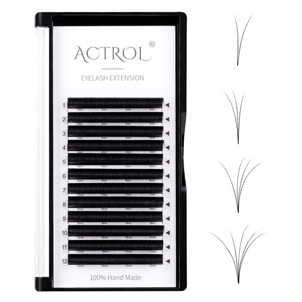 ACTROL Volume Eyelashes Extension D Curl 0.07mm 11mm Easy Fan Lashes Extension Self Fanning Eyelashes Extension volume Lashes Bloom in One Second Easy Fan Eyelashes Extension(D-0.07mm, 11mm)